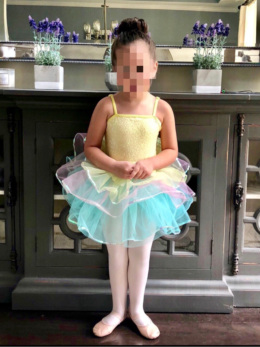 Yellow Pastel Layered Tulle Dance Costume for Kids